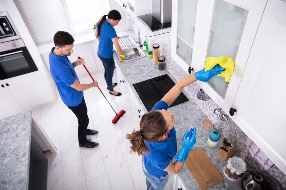 Professional residential cleaning service in action